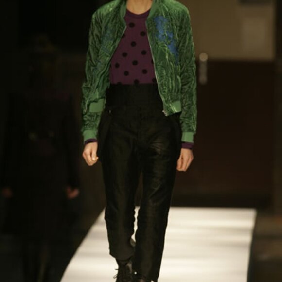 AW02/ Cabane De Zucca Embroidery Velvet Bomber/ Size S - Picture 5 of 14